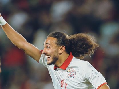 احتفال يحيى الجليدي لاعب تونس بتسجيل هدف في مرمى المغرب بكأس إفريقيا تحت 17 عاماً - 13 مايو 2026 - X/@caf_online_AR