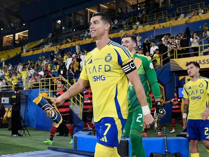 كريستيانو رونالدو قبل مواجهة النصر والرياض في الجولة 27 من دوري روشن السعودي - 12 أبريل 2025 - Reuters
