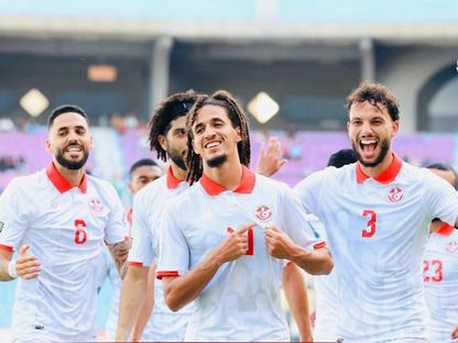 لاعبو منتخب تونس يحتفلون بعد التسجيل بمواجهة ناميبيا في تصفيات كأس العالم - 13 أكتوبر 2025 - FB/Équipe Nationale Tunisienne
