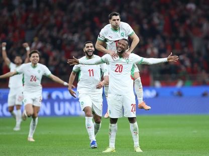 أيوب الكعبي يحتفل مع زملائه بالتسجيل للمغرب ضد زامبيا - 29 ديسمبر 2025 - Cafonline.com