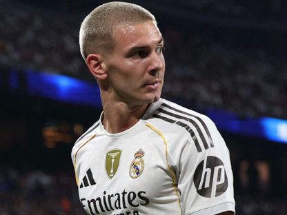 لاعب وسط ريال مدريد فرانكو ماستانتونو أصغر لاعب يبدأ مع الملكي في الليغا أمام ريال أوفييديو 24-8-2025 - Reuters