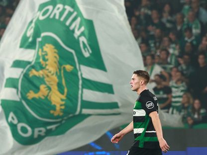 فيكتور غيوكيريس مهاجم سبورتينغ لشبونة خلال مباراة ضد مانشستر سيتي في دوري أبطال أوروبا - 5 نوفمبر 2024 - Reuters