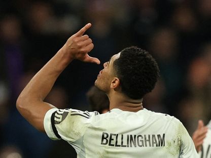 جود بيلينغهام نجم ريال مدريد يحتفل بهدفه أمام موناكو بدوري أبطال أوروبا - 20 يناير 2026 - Reuters