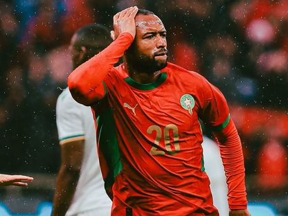 أيوب الكعبي مهاجم المغرب يحتفل بهدفه أمام جزر القمر في كأس الأمم الإفريقية - 21 ديسمبر 2025 - X/@CAF_Online