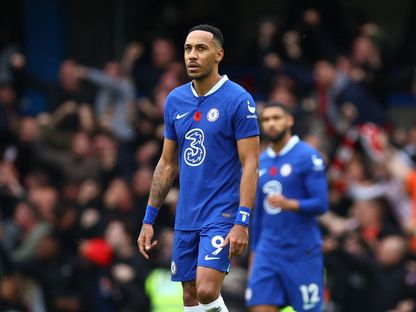 بيير إيميريك أوباميانغ مهاجم تشيلسي خلال مواجهة أرسنال بالدوري الإنجليزي الممتاز - 6 نوفمبر 2022 - Reuters