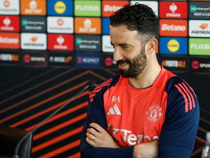 برونو فيرنانديز مدرب مانشستر يونايتد في مؤتمر صحفي تقديمي لمباراة أتلتيك بلباو في الدوري الأوروبي 7-5-2025 - Reuters