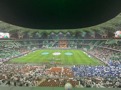 تيفو جمهور الأهلي للمدرب ماتياس يايسله قبل مواجهة الهلال في كلاسيكو الدوري السعودي - 19 سبتمبر 2025 - X/@aawsat_spt
