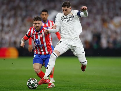 فيديريكو فالفيردي خلال مباراة بين ريال مدريد وأتلتيكو مدريد في دوري أبطال أوروبا - 4 مارس 2025 - realmadrid.com