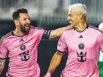 لويس سواريز يحتفل مع ليونيل ميسي بهدف مع إنتر ميامي - 25 نوفمبر 2024 - X@InterMiamiCF