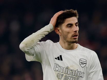 اللاعب الألماني كاي هافرتز مهاجم نادي أرسنال بعد إهدار ركلة ترجيح أمام مانشستر يونايتد في كأس الاتحاد الإنجليزي - 12 يناير 2025 - Reuters