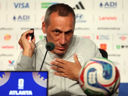 جيورجيوس دونيس مدرب السعودية خلال مؤتمر صحفي قبل مباراة إسبانيا بكأس العالم - 20 يونيو 2026 - Reuters