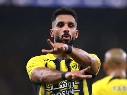 صالح الشهري مهاجم الاتحاد يحتفل بتسجيل هدف في مرمى الأهلي بالدوري السعودي - 31 أكتوبر 2024 - X/@SPL