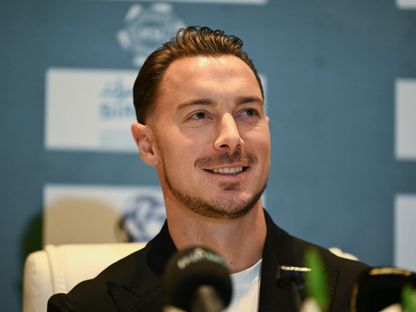 ماتياس يايسله مدرب الأهلي في مؤتمر صحفي لمباراة الفيحاء بدوري روشن السعودي - 16 أبريل 2025 - X/@aawsat_spt
