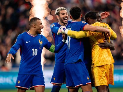فرحة نجوم منتخب فرنسا بعد التأهل إلى نصف نهائي دوري الأمم الأوروبية على حساب كرواتيا - 23 مارس 2025 - X/equipedefrance