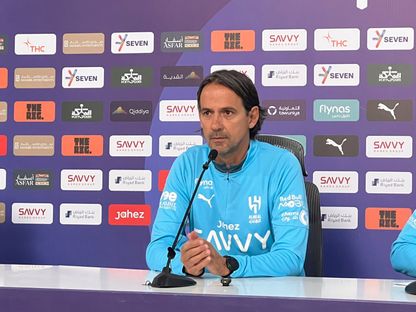 مدرب الهلال سيموني إنزاغي خلال مؤتمر صحافي - 11 يناير 2026 - X/@aawsat_spt