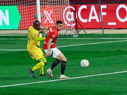 مصطفى محمد مهاجم مصر خلال لقاء زيمبابوي بكأس أمم إفريقيا - 22 ديسمبر 2025 - X@EFA