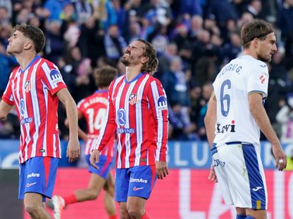 أنطوان غريزمان بعد إهداره ركلة جزاء لأتلتيكو مدريد ضد ليغانيس - 18 يناير 2025 - Reuters