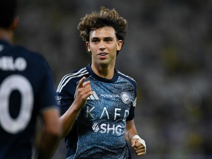 لاعب النصر جواو فيليكس يحتفل بالتسجيل أمام التعاون في الدوري السعودي - 29 أغسطس 2025 - ٌReuters