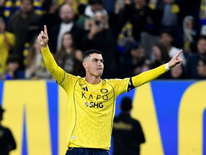 كريستيانو رونالدو نجم النصر يحتفل بتسجيل هدف في مرمى الخلود بالدوري السعودي - 29 ديسمبر 2025 - Reuters