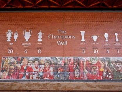 حائط الأبطال بعد تتويج ليفربول بلقب الدوري الإنجليزي الممتاز - 28 أبريل 2025 - liverpoolfc.com