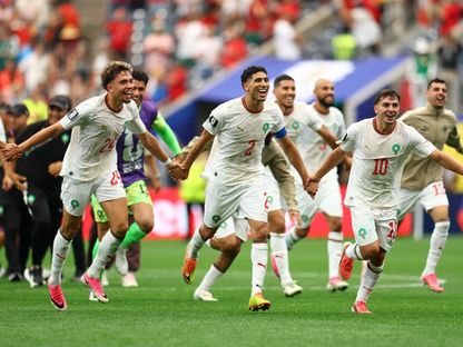 نائل العيناوي وأشرف حكيمي وبراهيم دياز بعد مباراة المغرب وكندا بكأس العالم - 4 يوليو 2026 - Reuters