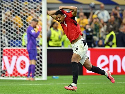 حسام عبد المجيد مدافع مصر يحتفل بعد تسجيل ركلة ترجيح ضد أستراليا - 3 يوليو 2026 - Reuters