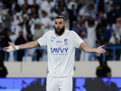 كريم بنزيما مهاجم الهلال في مباراة الأخدود بالدوري السعودي - 5 فبراير 2026 - Reuters