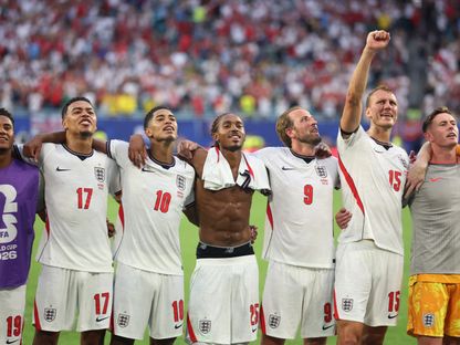 لاعبو إنجلترا يحتفلون بالتأهل إلى الدور نصف النهائي في كأس العالم - 12 يوليو 2026 - Reuters