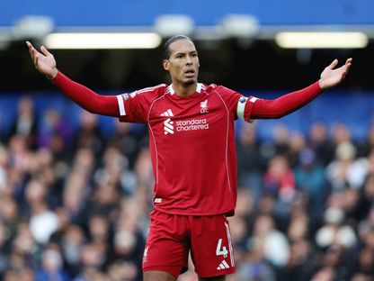 فيرجيل فان دايك من مباراة تشيلسي وليفربول بالدوري الإنجليزي الممتاز - 4 أكتوبر 2025 - Reuters