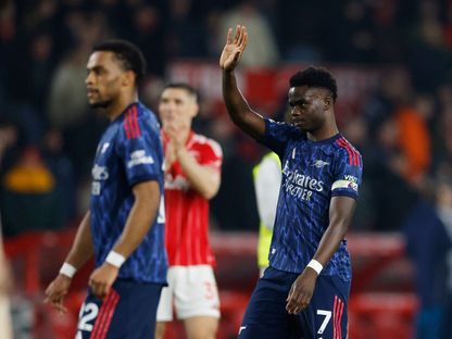 بوكايو ساكا مهاجم أرسنال بعد مواجهة نوتنغهام فورست في الدوري الإنجليزي الممتاز- 17 يناير 2026 - REUTERS