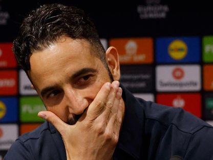 روبن أموريم مدرب مانشستر يونايتد في مؤتمر صحفي ببطولة الدوري الأوروبي موسم 2025/2024 - Reuters