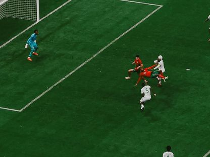 أيوب الكعبي مهاجم المغرب في طريقه لتسجيل الهدف الثاني أمام جزر القمر في كأس الأمم الإفريقية - 21 ديسمبر 2025 - X/@CAF_Online