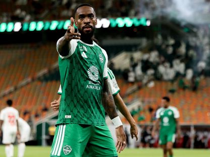 إحتفال إيفان توني مهاجم الأهلي بتسجيل هدف في مرمى أبها بالدوري السعودي - 22 أغسطس 2026 - X/@ALAHLI_FC