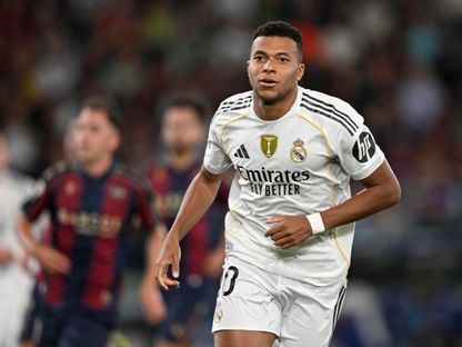 كيليان مبابي مهاجم ريال مدريد يحتفل بهدفه الأول في مرمى ليفانتي في الدوري الإسباني - 23 سبتمبر 2025 - Reuters