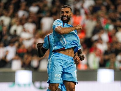 محمد صلاح يحتفل بهدفه مع طرابزون سبور أمام آميد سبورتيف - 31 أغسطس 2026 - x@Trabzonspor