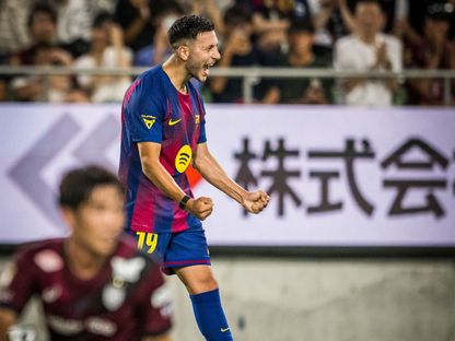 روني باردغجي لاعب برشلونة يحتفل بالتسجيل ضد فيسيل كوبي ودياً - 27 يوليو 2025 - X/@FCBarcelona