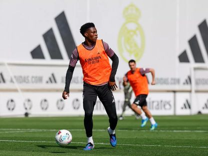 أوريليان تشواميني خلال تدريب لريال مدريد - 18 أبريل 2026 - realmadrid.com