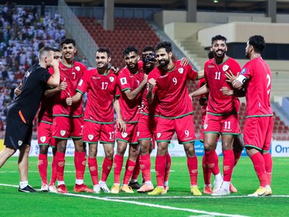 لاعبو منتخب سلطنة عمان يحتفلون بهدف في شباك ماليزيا - 21 مارس 2024 - X/OmanFA