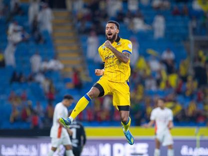 أنجيلو فولغيني يحتفل بالتسجيل مع التعاون ضد القادسية في دوري روشن - 1 نوفمبر 2025 - X/@AltaawounFC