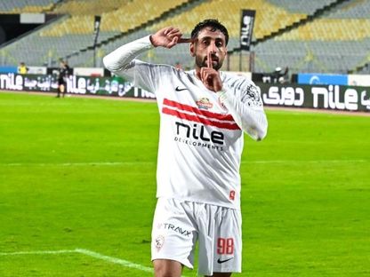 عدي الدباغ مهاجم الزمالك يحتفل بالتسجيل ضد سموحة - 5 مايو 2026 - X/@ZSCOfficial