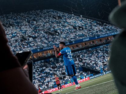 سالم الدوسري قائد الهلال خلال لقاء الرياض بالدوري السعودي - 29 أغسطس 2025 - @Alhilal_FC