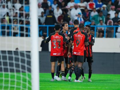 احتفال لاعبي الرياض بتسجيل هدف في مرمى الأخدود بالدوري السعودي - 21 يناير 2026 - X/@@AlRiyadhFC