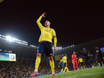 كريستيانو رونالدو نجم النصر يحتفل بالانتصار أمام الأخدود بالدوري السعودي - 27 ديسمبر 2025 - X@AlNassrFC