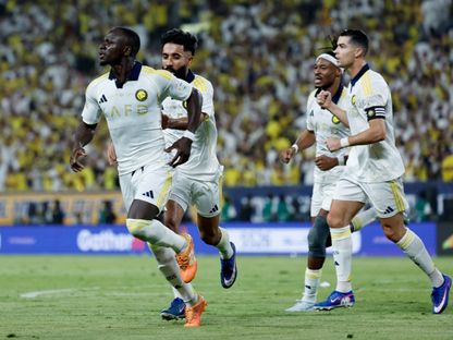 ساديو ماني لاعب النصر يسجل الهدف الأول في مرمى ضمك بدوري روشن السعودي - 21 مايو 2026 - Reuters