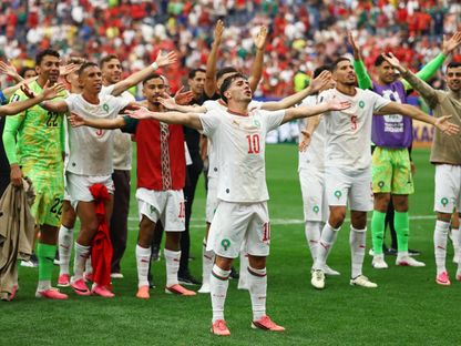 إبراهيم دياز نجم المغرب يحتفل مع الجمهور بالتأهل لربع نهائي كأس العالم - 4 يوليو 2026 - Reuters