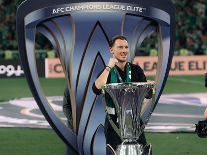 ماتياس يايسله مدرب الأهلي يحتفل بحصد لقب دوري أبطال آسيا للنخبة - 25 أبريل 2026 - X/@ALAHLI_FC