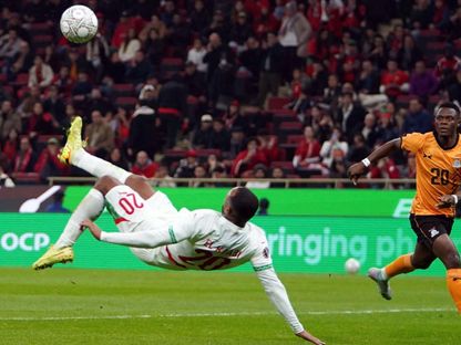 مقصية أيوب الكعبي في مباراة المغرب وزامبيا بكأس أمم إفريقيا - 29 ديسمبر 2025 - Reuters