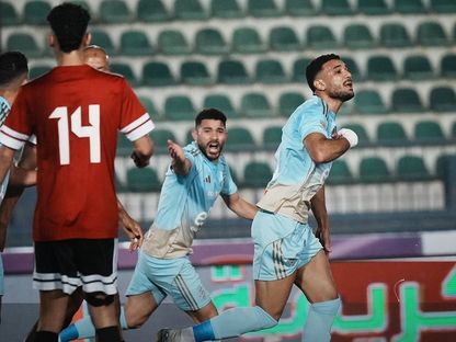 هادي رياض مدافع الأهلي يسجل أمام طلائع الجيش بالدوري المصري - 9 مارس 2026 - x@epl_eg