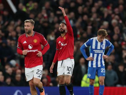 ماتيوس كونيا يسجل أول هدف له على ملعب أولد ترافورد في مباراة مانشستر يونايتد وبرايتون بالدوري الإنجليزي - 25 أكتوبر 2025 - Reuters