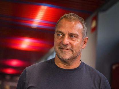 مدرب برشلونة هانزي فليك خلال مؤتمر صحافي - 20 سبتمبر 2025 - X/@FCBarcelona_es